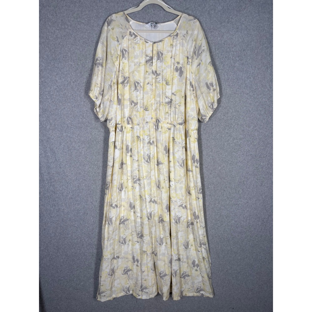 Nine West Floral‎ Maxi Dress 3X Yellow Cottage Feminine Western Summer Peasant